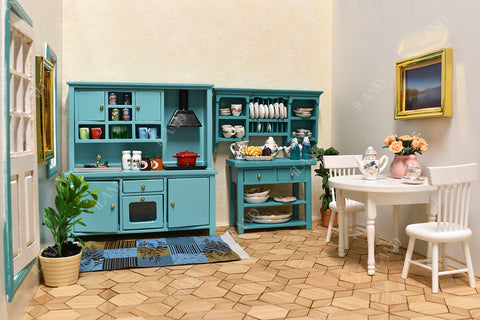 Dollhouse Blue Modern Kitchen Cabinet