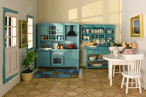 Dollhouse Blue Modern Kitchen Cabinet