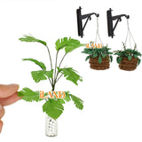 Dollhosue Miniature Plantsw/ Wall Hooks 5pcs