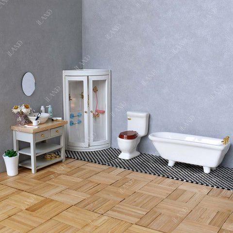 Dollhouse Bathroom Set Modern 7pcs