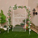 Dollhouse Patio Table w/Chairs & Iron Swing w/Rose Vines