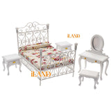 Dollhouse Furniture of White Metal Bed Set