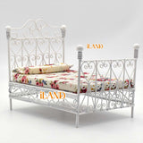 Dollhouse Furniture of White Metal Bed Set