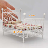 Dollhouse Furniture of White Metal Bed Set