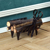 Neoclassical Dollhouse Fireplace w/ Tong & Firewood Rack