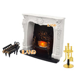 Rococo Dollhouse Fireplace w/ Tools & Firewood Rack