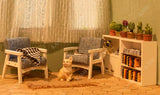 Modern Dollhouse Armchairs & Cabinets 4pcs